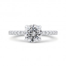 Shah Luxury Round Diamond Engagement Ring In 14K White Gold (Semi-Mount)