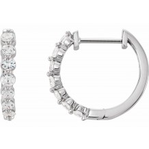 14K White 1/2 CTW Diamond 15.25 mm Hoop Earrings