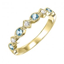 Gems One 10Kt Yellow Gold Diamond (1/20Ctw) & Blue Topaz (1/6 Ctw) Ring