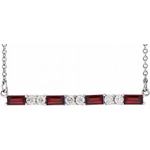 14K White Garnet & 1/5 CTW Diamond Bar 16-18 Necklace