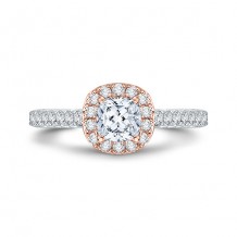Shah Luxury 18k Rose Gold  Diamond Promezza Engagement Ring with Emerald Center