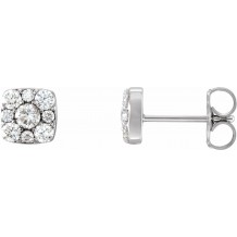 Platinum 1/2 CTW Diamond Cluster Earrings