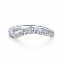 Gabriel & Co. 14k White Gold Contemporary Curved Wedding Band