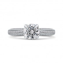 Shah Luxury 14K White Gold Round Diamond Floral Engagement Ring (Semi-Mount)