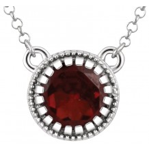 14K White Garnet January 18 Birthstone Necklace