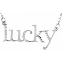 14K White .06 CTW Diamond Lucky 16 1/2 Necklace