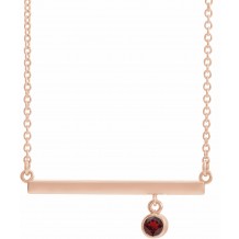14K Rose Mozambique Garnet Bezel-Set 18 Bar Necklace