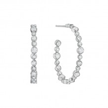 Henri Daussi 18k White Gold Diamond Hoop Earrings