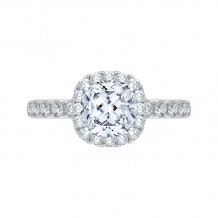 Shah Luxury 14K Two-Tone Gold Cushion Diamond Halo Engagement Ring (Semi-Mount)