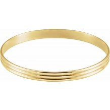 14K Yellow 6 mm Grooved Bangle Bracelet