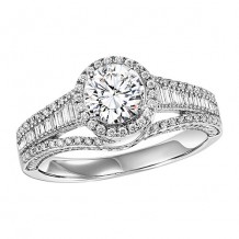 14k White Gold 1/2ct Diamond Engagement Ring with 3/4ct Center Stone