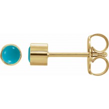 14K Yellow Turquoise Bezel-Set Earrings