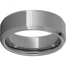 Rugged Tungsten  8mm Faceted Top Beveled Edge Polished Band