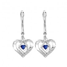Gems One Silver Diamond (1/50 Ctw) & Created Sapphire (1/4 Ctw) Earring