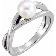 14K White Freshwater Cultured Pearl Solitaire Ring