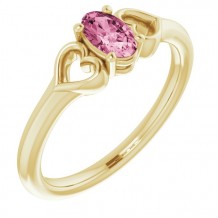 14K Yellow 5x3 mm Oval Tourmaline Youth Heart Ring