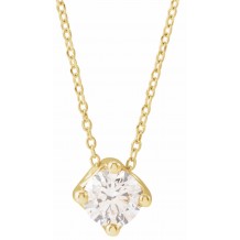 14K Yellow 1/2 CT Diamond Solitaire 16-18 Necklace