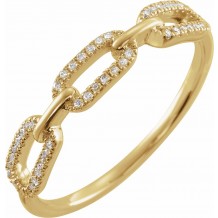 14K Yellow 1/6 CTW Diamond Chain Link Ring