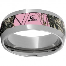 Titanium Domed Band with Mossy Oak Pink Break-Up Inlay