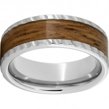 Serinium Pipe Cut Band with Rye Whiskey Barrel Aged Inlay and Notched Finish