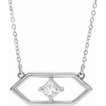14K White 1/4 CTW Diamond Geometric 18 Necklace