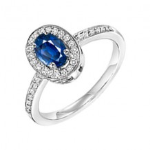 Gems One 14Kt White Gold Diamond (1/5Ctw) & Sapphire (1/4 Ctw) Ring