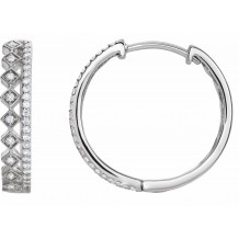 14K White 1/4 CTW Diamond Geometric Hoop Earrings