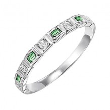Gems One 10Kt White Gold Diamond (1/10Ctw) & Emerald (1/8 Ctw) Ring