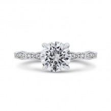 Shah Luxury Round Diamond Engagement Ring In 14K White Gold (Semi-Mount)