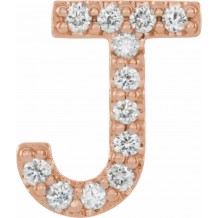 14K Rose .05 CTW Diamond Single Initial J Earring