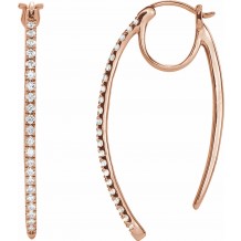 14K Rose 1/2 CTW Diamond Hoop Earrings