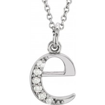 14K White .03 CTW Diamond Lowercase Initial e 16 Necklace