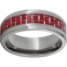 Titanium Beveled Edge Band with Red Carbon Fiber Inlay