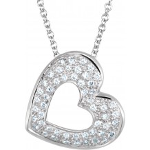 14K White 1/4 CTW Diamond Heart 18 Necklace