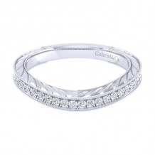 Gabriel & Co. 14k White Gold Victorian Diamond Wedding Band