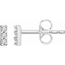 14K White .05 CTW Diamond Bar Earrings