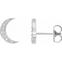 14K White 1/10 CTW Diamond Crescent Moon Earrings