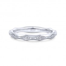 Gabriel & Co. 14k White Gold Victorian Diamond Wedding Band