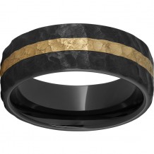 Black Diamond Ceramic Pipe Cut Band with 2mm 14K Yellow Gold Inlay and Thor Finish