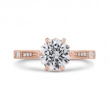 Shah Luxury Round Cut Diamond Engagement Ring In 14K Rose Gold (Semi-Mount)