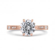 Shah Luxury Round Cut Diamond Engagement Ring In 14K Rose Gold (Semi-Mount)