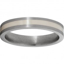 Titanium Flat Band with a 2mm Sterling Silver Inlay and Satin Finish