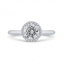 Shah Luxury 14K White Gold Round Cut Diamond Halo Engagement Ring (Semi-Mount)