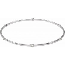 14K White  1/4 CTW Diamond Bezel-Set Bangle 8 Bracelet