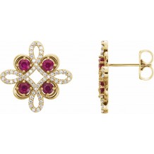 14K Yellow Ruby & 1/4 CTW Diamond Earrings