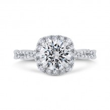 Shah Luxury 14K White Gold Split Shank Round Diamond Halo Engagement Ring (Semi-Mount)