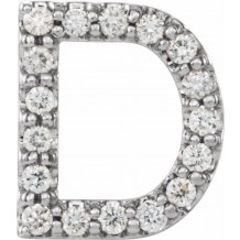 14K White .06 CTW Diamond Single Initial D Earring