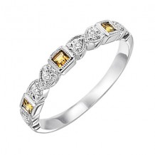 Gems One 14Kt White Gold Diamond (1/10Ctw) & Citrine (1/6 Ctw) Ring