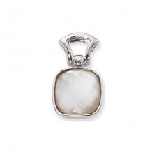 14K White Gold 15mm Checkerboard Cushion-Mother Of Pearl Pendant