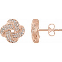 14K Rose 1/3 CTW Diamond Knot Earrings